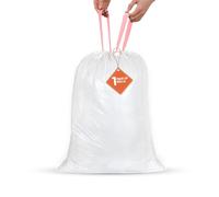 Sacs à cordon blancs 50 l, sacs poubelles de service moyen, sacs poubelle - 1 rouleau (20 sacs) - Fermeture à cordon - Calibre 80, 20 microns, capacité de poids 10 kg