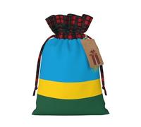 Sacs à cordon de Noël imprimés de fleurs, aux couleurs du drapeau du Rwanda, parfaits pour les anniversaires et les fêtes de fin d'année.