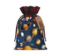 Sacs à cordon de serrage avec cordon de serrage et système solaire - Motif planètes - Réutilisables - Taille M