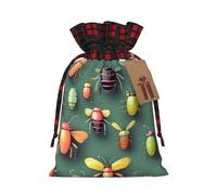 Sacs à cordon de serrage avec imprimé insecte Atlas de Noël, sacs à friandises réutilisables pour cadeaux M