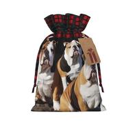 Sacs à cordon de serrage en toile de jute avec motif bulldogs anglais - Respectueux de l'environnement - Emballage pour Noël ou anniversaire.
