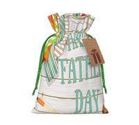 Sacs à cordon de serrage imprimés « Happy Father's Day » avec ruban de Noël vert - Pochettes cadeaux réutilisables en toile de jute avec cordon de serrage, S