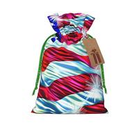 Sacs à cordon de serrage patriotiques imprimés drapeau américain du 4 juillet pour emballage cadeau de Noël, ruban de Noël vert, S