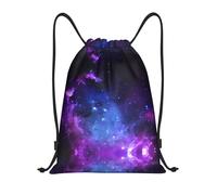 Sacs à cordon de serrage - Sac à dos de sport, de danse, de voyage, imprimé galaxie bleue, sac à dos léger et bandoulière réglable, Noir , M