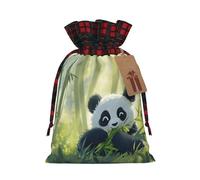 Sacs à cordon en tissu avec imprimé panda géant pour bijoux, sacs à friandises et cadeaux de fête
