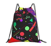 Sacs À Cordon Géométrie des Années 80 Gym Sack Imperméable Sacs Piscine Colourful Sac De Sport pour Fête Gym Camping S