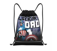 Sacs à cordon personnalises Captain America Legendary Dad pour hommes et femmes, sacs de sport pliables, sacs à dos d'entraînement Noir