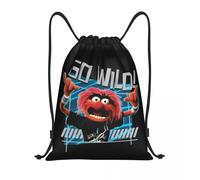 Sacs à cordon personnalises Muppets Animal Go Wild pour femmes et hommes, sac de sport portable, sac à dos d'entraînement de dessin anime anime Noir