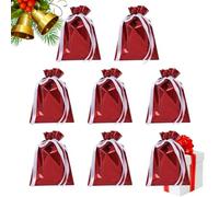 Sacs à cordon pour emballage cadeau de Noël | 8 Pièces de Sacs à Cordon d'Emballage pour Noël - Articles Réutilisables pour Remplissage de Bas, Décoration de Sapin, Cadeaux de Fête pour et Adultes