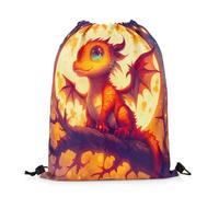 Sacs À Cordon Thème d'halloween avec Un Dragon De Dessin Animé, Conte De Fées Magique De L'Ouest Gym Sack Sport Sacs Piscine Imperméable Sac De Sport pour Fête Natation Plage S