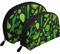 Sacs à cosmétiques à Motif de légumes Verts, 2 pièces, Trousse de Maquillage de Voyage, Coquille de Toilette, Sac à Main pour Femmes