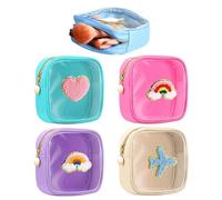 Sacs À Cosmétiques De Noël, 5 Pièces, Pochette De Toilette Portable À Fermeture Éclair, Petites Pochettes De Maquillage De Vacances en Nylon, Trousse De Maquillage De Noël, Chose Preppy pour Voyage