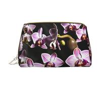 Sacs à cosmétiques en cuir avec imprimé à pois noirs et blancs, petite trousse de maquillage pour sac à main, pochette cosmétique, pochette de toilette pour femme voyage, Motif orchidée cloche, One