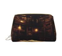 Sacs à cosmétiques imprimés de flamme indigo, petite trousse de maquillage en cuir pour sac à main, pochette cosmétique, pochette de toilette pour femme voyage, Book Room Mysterious Library, One Size