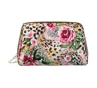 Sacs à cosmétiques imprimés nationaux africains, petite trousse de maquillage en cuir pour sac à main, pochette cosmétique, pochette de toilette pour femme, Animal Tigre Imprimé Léopard Rose Fleur