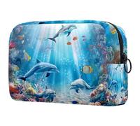 Sacs À Cosmétiques pour Femmes Dauphins De L'océan sous Trousse De Maquillage Trousse De Toilette De Voyage Organisateur De Cosmétiques