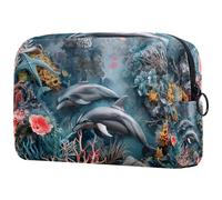 Sacs À Cosmétiques pour Femmes Dauphins De Mer Trousse De Maquillage Trousse De Toilette De Voyage Organisateur De Cosmétiques