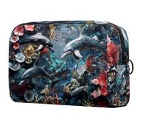 Sacs À Cosmétiques pour Femmes Dauphins De Mer Trousse De Maquillage Trousse De Toilette De Voyage Organisateur De Cosmétiques