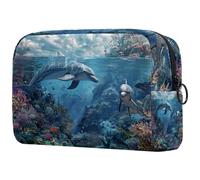 Sacs À Cosmétiques pour Femmes Dauphins De Mer Trousse De Maquillage Trousse De Toilette De Voyage Organisateur De Cosmétiques