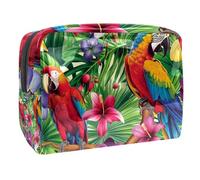 Sacs À Cosmétiques pour Femmes Fleurs De Perroquets Tropicaux Trousse De Maquillage Trousse De Toilette De Voyage Organisateur De Cosmétiques 18.5x7.5x13cm