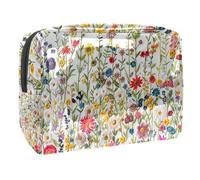 Sacs À Cosmétiques pour Femmes Fleurs De Prairie De Printemps Trousse De Maquillage Trousse De Toilette De Voyage Organisateur De Cosmétiques 18.5x7.5x13cm