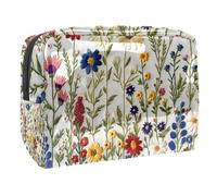 Sacs À Cosmétiques pour Femmes Fleurs De Prairie De Printemps Trousse De Maquillage Trousse De Toilette De Voyage Organisateur De Cosmétiques 18.5x7.5x13cm
