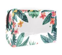 Sacs À Cosmétiques pour Femmes Fleurs Tropicales Ananas Trousse De Maquillage Trousse De Toilette De Voyage Organisateur De Cosmétiques 18.5x7.5x13cm