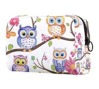 Sacs À Cosmétiques pour Femmes Mignonnes Chouettes Perchées sur des Branches De Thé Trousse De Maquillage Trousse De Toilette De Voyage Organisateur De Cosmétiques