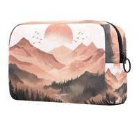 Sacs À Cosmétiques pour Femmes Montagnes Forêts Paysage Trousse De Maquillage Trousse De Toilette De Voyage Organisateur De Cosmétiques 18.5x7.5x13cm