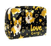 Sacs À Cosmétiques pour Femmes Motif Étoiles d'amour Corgi Trousse De Maquillage Trousse De Toilette De Voyage Organisateur De Cosmétiques 18.5x7.5x13cm