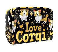 Sacs À Cosmétiques pour Femmes Motif Étoiles d'amour Corgi Trousse De Maquillage Trousse De Toilette De Voyage Organisateur De Cosmétiques 18.5x7.5x13cm