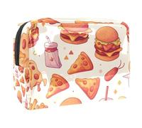 Sacs À Cosmétiques pour Femmes Motif Fast Food Trousse De Maquillage Trousse De Toilette De Voyage Organisateur De Cosmétiques 18.5x7.5x13cm