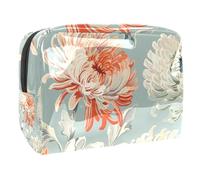 Sacs À Cosmétiques pour Femmes Motif Fleurs Épanouies Trousse De Maquillage Trousse De Toilette De Voyage Organisateur De Cosmétiques 18.5x7.5x13cm