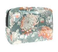 Sacs À Cosmétiques pour Femmes Motif Fleurs Épanouies Trousse De Maquillage Trousse De Toilette De Voyage Organisateur De Cosmétiques 18.5x7.5x13cm