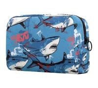 Sacs À Cosmétiques pour Femmes Motif Vintage des Requins Trousse De Maquillage Trousse De Toilette De Voyage Organisateur De Cosmétiques