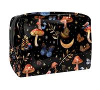 Sacs À Cosmétiques pour Femmes Motifs Champignons, Escargots, Papillons Et Étoiles Trousse De Maquillage Trousse De Toilette De Voyage Organisateur De Cosmétiques 18.5x7.5x13cm