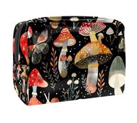 Sacs À Cosmétiques pour Femmes Motifs Champignons, Escargots, Papillons Et Étoiles Trousse De Maquillage Trousse De Toilette De Voyage Organisateur De Cosmétiques 18.5x7.5x13cm