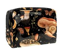 Sacs À Cosmétiques pour Femmes Motifs Champignons, Escargots, Papillons Et Étoiles Trousse De Maquillage Trousse De Toilette De Voyage Organisateur De Cosmétiques 18.5x7.5x13cm
