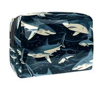 Sacs À Cosmétiques pour Femmes Motifs Requins Nageant Trousse De Maquillage Trousse De Toilette De Voyage Organisateur De Cosmétiques 18.5x7.5x13cm