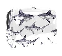 Sacs À Cosmétiques pour Femmes Motifs Requins Trousse De Maquillage Trousse De Toilette De Voyage Organisateur De Cosmétiques 18.5x7.5x13cm