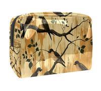 Sacs À Cosmétiques pour Femmes Paysage De l'arbre À Hirondelles Trousse De Maquillage Trousse De Toilette De Voyage Organisateur De Cosmétiques 18.5x7.5x13cm