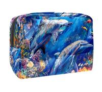 Sacs À Cosmétiques pour Femmes Peinture De Dauphins sous l'eau Trousse De Maquillage Trousse De Toilette De Voyage Organisateur De Cosmétiques 18.5x7.5x13cm
