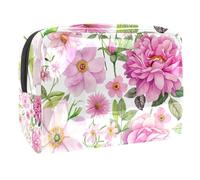Sacs À Cosmétiques pour Femmes Roses Roses Fleurs en Fleurs Aquarelle Trousse De Maquillage Trousse De Toilette De Voyage Organisateur De Cosmétiques 18.5x7.5x13cm