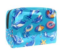 Sacs À Cosmétiques pour Femmes Set De Dauphins Mignons Trousse De Maquillage Trousse De Toilette De Voyage Organisateur De Cosmétiques 18.5x7.5x13cm