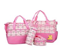 Sacs à couches fourmilines, 5pcs Sac à couches imprimées floraux Ensemble de fourre-tout avec sac de bouteille, sacs nourriture et plate-forme langer pour maman papa voyage en plein air