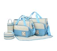 Sacs à couches pour bébé, 5pcs Sac à couches étanche avec sacs main, de bouteille lait, sac lunch et tapis, fourre-tout pour bébé pour maman et papa (bleu)