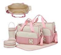Sacs à couches pour bébé garçon 5pcs / réglage de l'eau et du sac à couches multifonctionnelles l'épreuve et la poussière avec deux sacs main, un sac de bouteille, un petit déjeuner