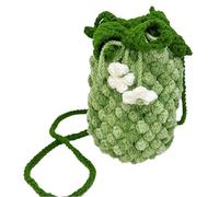 Sacs à crochet avec cordon pour femme Sac cube avec motif dégradé et sac en tricot avec cordon pour cahier, école, Vert, Consulte la descripción