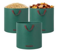 Sacs à déchets de jardin, 300 L x 3, résistants, avec poignées, réutilisables, pliables, pour le camping et le recyclage des déchets de jardin, tontes de gazon et mauvaises herbes.