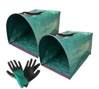 Sacs à déchets de jardin - Sac collecteur de feuilles | 2 x pelle à poussière réutilisable avec gants de jardinage | Rangement robuste pour déchets de pelouse de jardin, pelouse, feuilles, débris